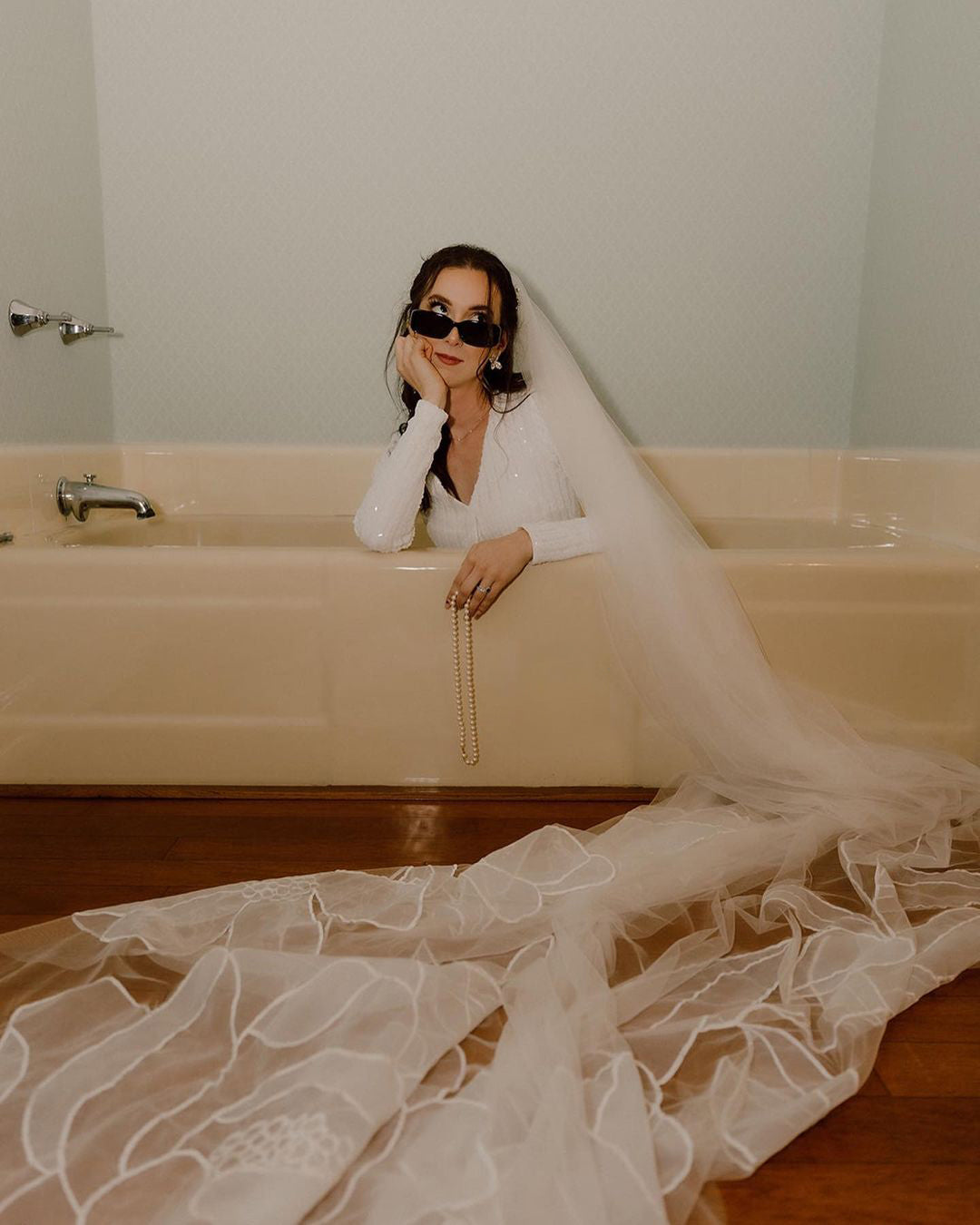 KAITIE | Cathedral embroidery floral veil